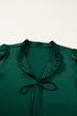 Frilled V Neck Bow Detail Three Quarter Sleeve Blouse