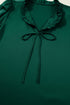 Frilled V Neck Bow Detail Three Quarter Sleeve Blouse