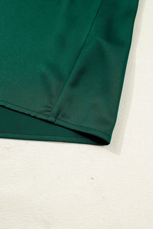 Frilled V Neck Bow Detail Three Quarter Sleeve Blouse