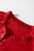Frilled V Neck Bow Detail Three Quarter Sleeve Blouse