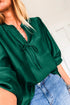 Frilled V Neck Bow Detail Three Quarter Sleeve Blouse
