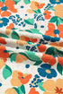 Frilled V Neck Floral Patchwork Bracelet Sleeve Woven Blouse