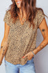 Frilled V Neck Shirred Detail Wild Print Blouse