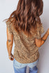 Frilled V Neck Shirred Detail Wild Print Blouse