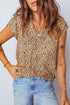 Frilled V Neck Shirred Detail Wild Print Blouse