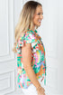 Frilly Ruffle Tie Accent Split Neck Woven Blouse