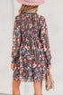 Frilly Smocked Bodice Mesh Long Sleeve Mini Floral Dress