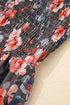 Frilly Smocked Bodice Mesh Long Sleeve Mini Floral Dress