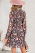 Frilly Smocked Bodice Mesh Long Sleeve Mini Floral Dress