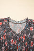 Frilly Smocked Bodice Mesh Long Sleeve Mini Floral Dress
