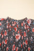 Frilly Smocked Bodice Mesh Long Sleeve Mini Floral Dress
