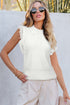 Fringe Detail Mock Neck Sleeveless Cable Knit Sweater Top