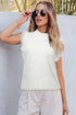 Fringe Detail Mock Neck Sleeveless Cable Knit Sweater Top