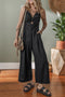 Front Cutout Smocked Back Sleeveless Wide Leg Jumpsuit