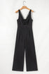 Front Cutout Smocked Back Sleeveless Wide Leg Jumpsuit