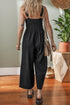 Front Cutout Smocked Back Sleeveless Wide Leg Jumpsuit