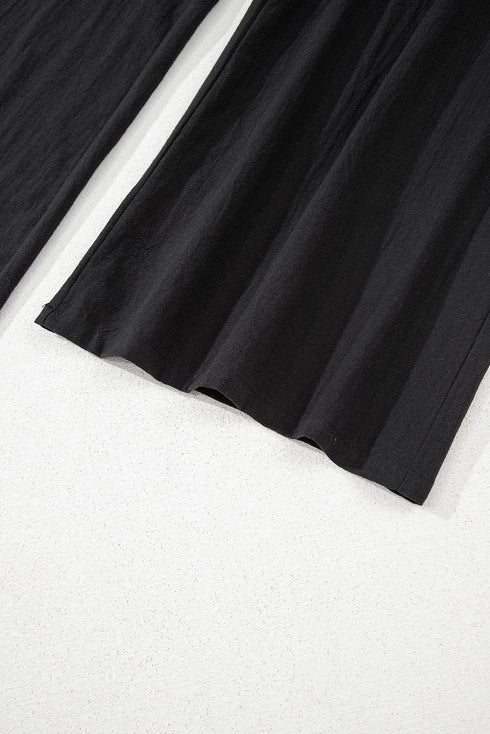 Front Cutout Smocked Back Sleeveless Wide Leg Jumpsuit