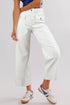 Front Flap Pocket Cropped Straight Leg Denim Jeans