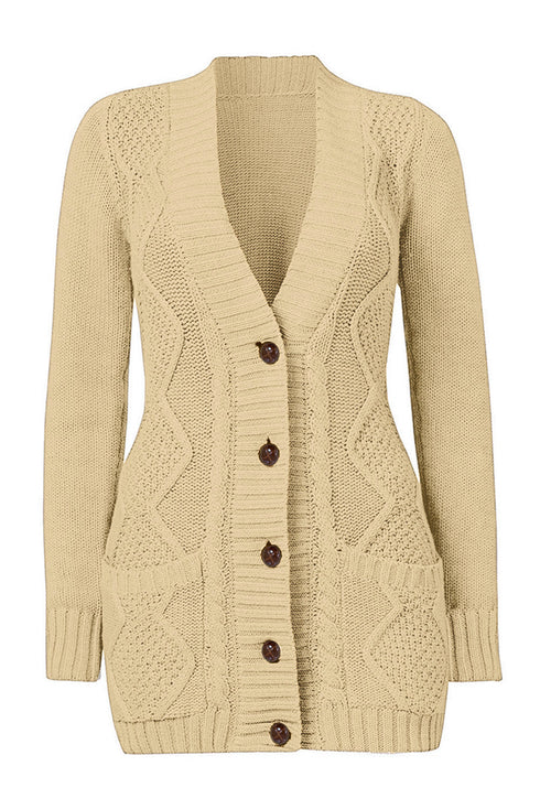 Front Pocket And Buttons Closure Cardigan