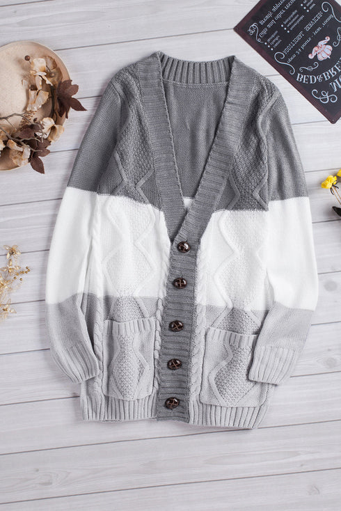 Front Pocket And Buttons Closure Cardigan