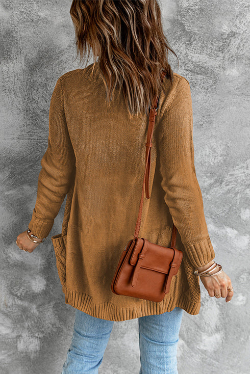 Front Pocket And Buttons Closure Cardigan