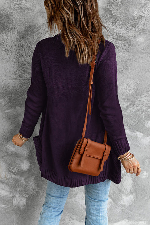 Front Pocket And Buttons Closure Cardigan