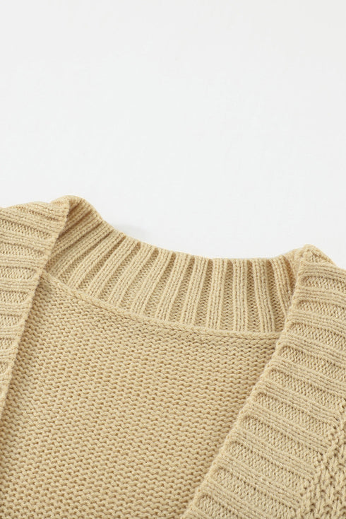 Front Pocket And Buttons Closure Cardigan