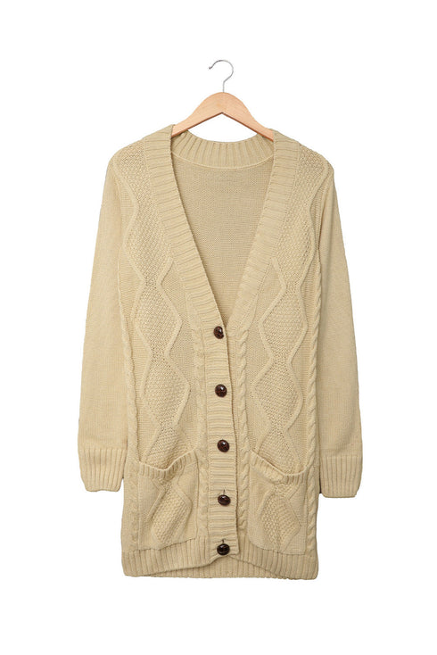 Front Pocket And Buttons Closure Cardigan