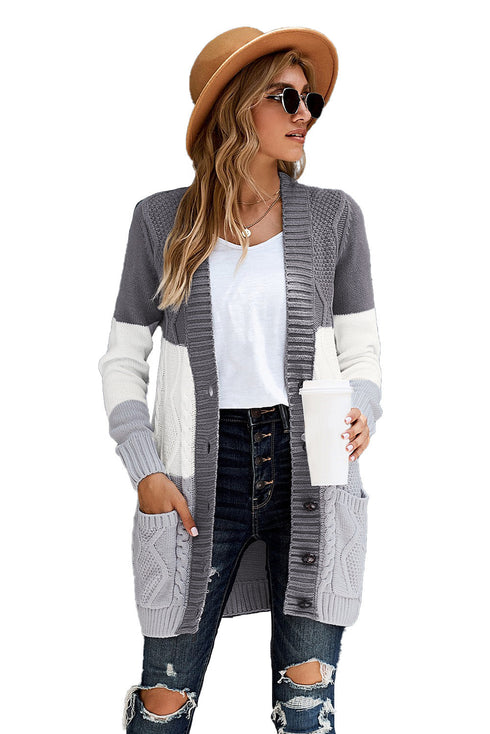 Front Pocket And Buttons Closure Cardigan