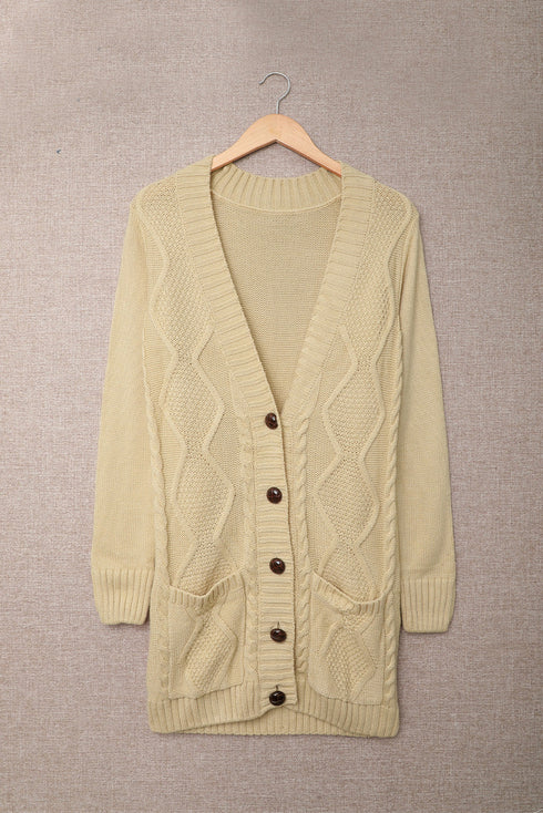 Front Pocket And Buttons Closure Cardigan