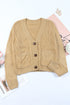 Front Pockets Buttons Textured Cardigan