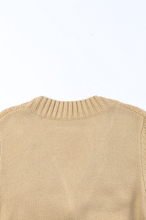 Front Pockets Buttons Textured Cardigan