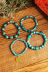 Frosted Crystal Bead Heart Pendant Layered Bracelet Set