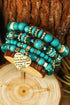 Frosted Crystal Bead Heart Pendant Layered Bracelet Set