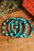 Frosted Crystal Bead Heart Pendant Layered Bracelet Set