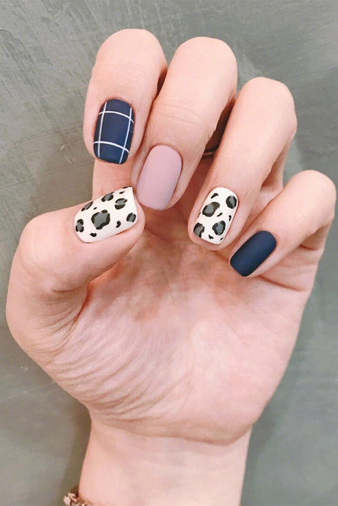 Frosted Finish Wild Animal Print Adhesive Gel Nail Stickers