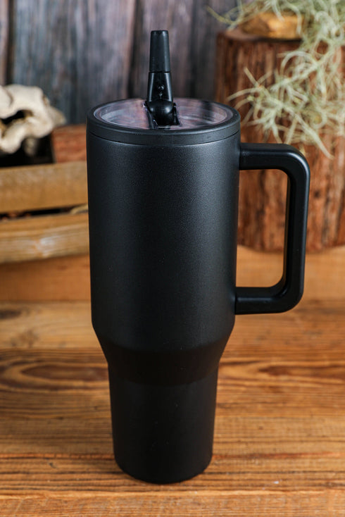 Frosted Metal Alloy Vacuum Insulated Straw Tumbler