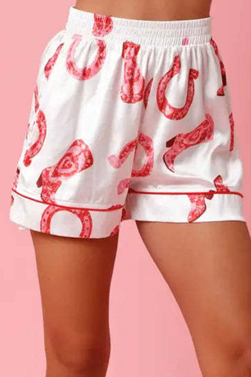 Full Pattern Shirt and Shorts Satin Pajama Set
