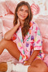 Full Pattern Shirt and Shorts Satin Pajama Set