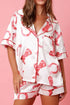 Full Pattern Shirt and Shorts Satin Pajama Set