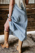 Fully Buttoned Long Denim Skirt