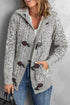 Fur Hood Horn Button Sweater Cardigan