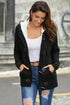 Fur Hood Horn Button Sweater Cardigan