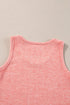 Fushia Solid Color Textured U Neck Slim Tank Top