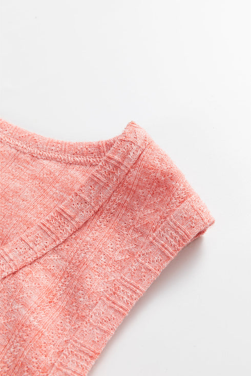 Fushia Solid Color Textured U Neck Slim Tank Top