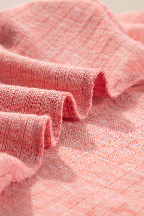 Fushia Solid Color Textured U Neck Slim Tank Top