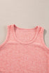 Fushia Solid Color Textured U Neck Slim Tank Top