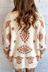 Fuzzy Aztec Print Open Knit Tunic Cardigan