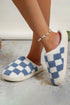 Fuzzy Checkered Print Plush Fleece Slip On Slippers