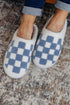 Fuzzy Checkered Print Plush Fleece Slip On Slippers